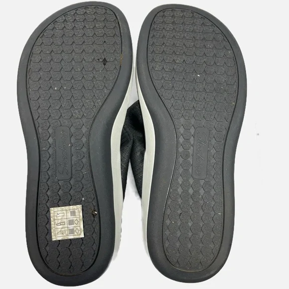 Sketchers Charcoal and White Archfit Sunshine Wedge Flip Flops Womens size 10 - Picture 5 of 9